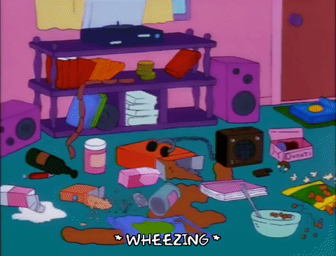 Simpsons gif. Mess after a party