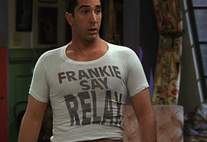 Ross from Friends in his "Frankie Say Relax" t-shirt