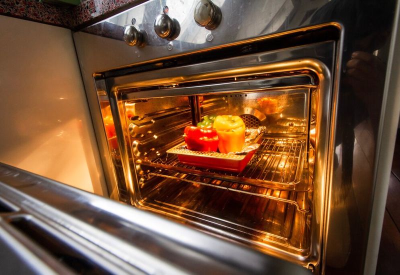 veg roasting in an oven